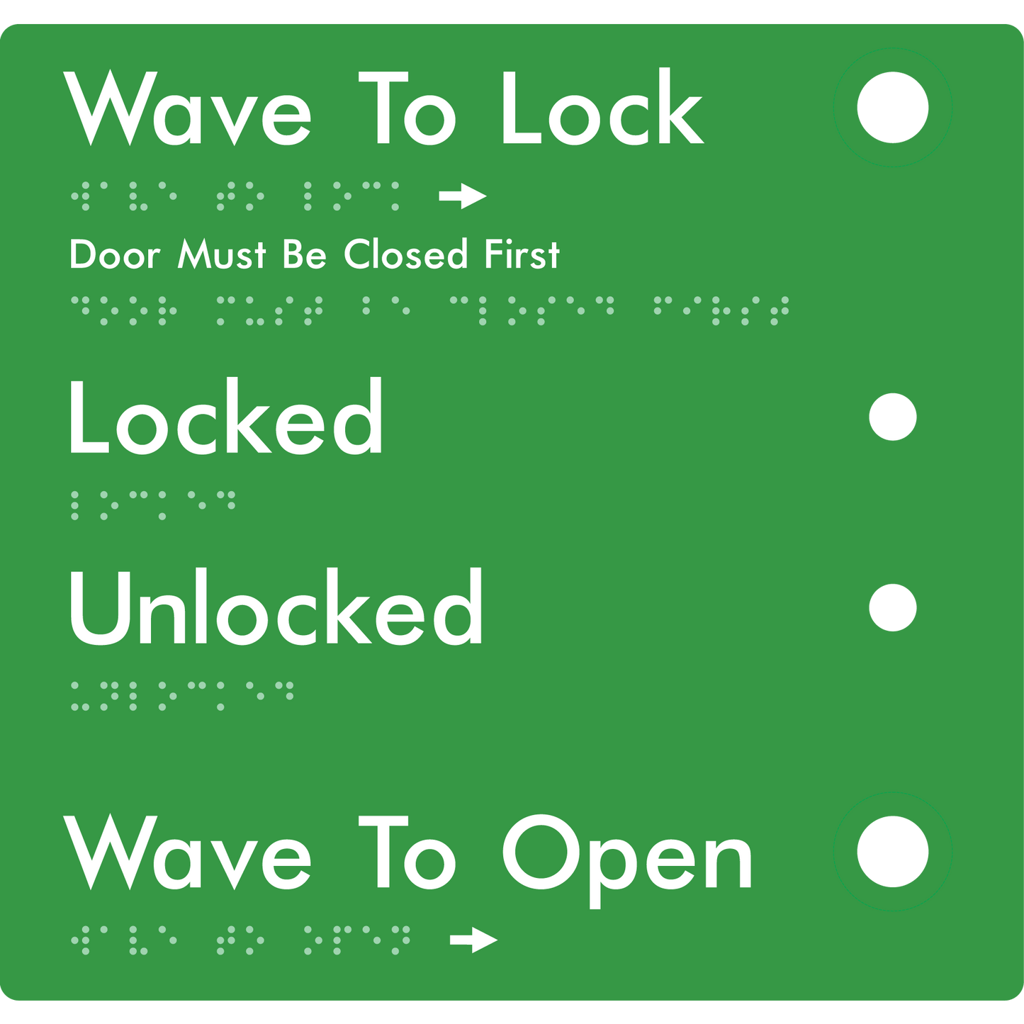 Wave to Lock Plate - Braille Tactile Signs Aust.