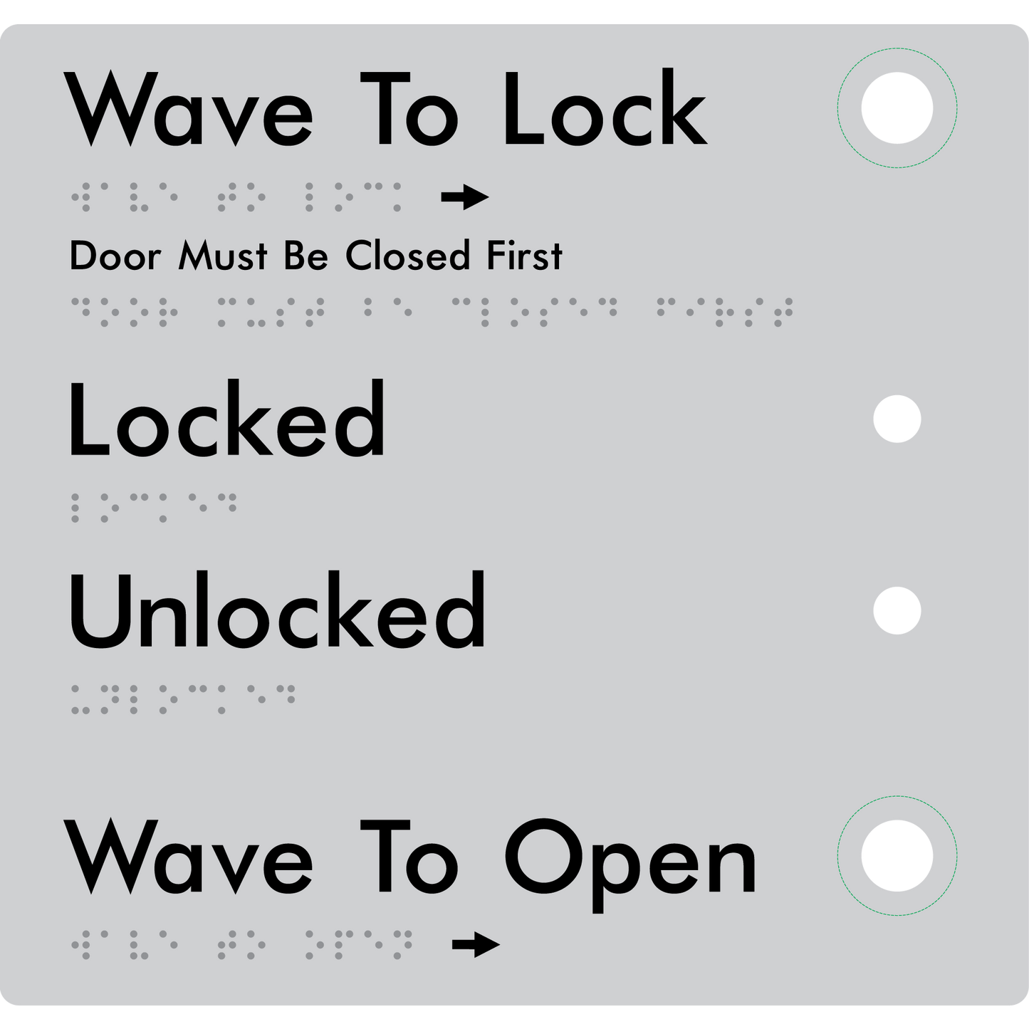 Wave to Lock Plate - Braille Tactile Signs Aust.