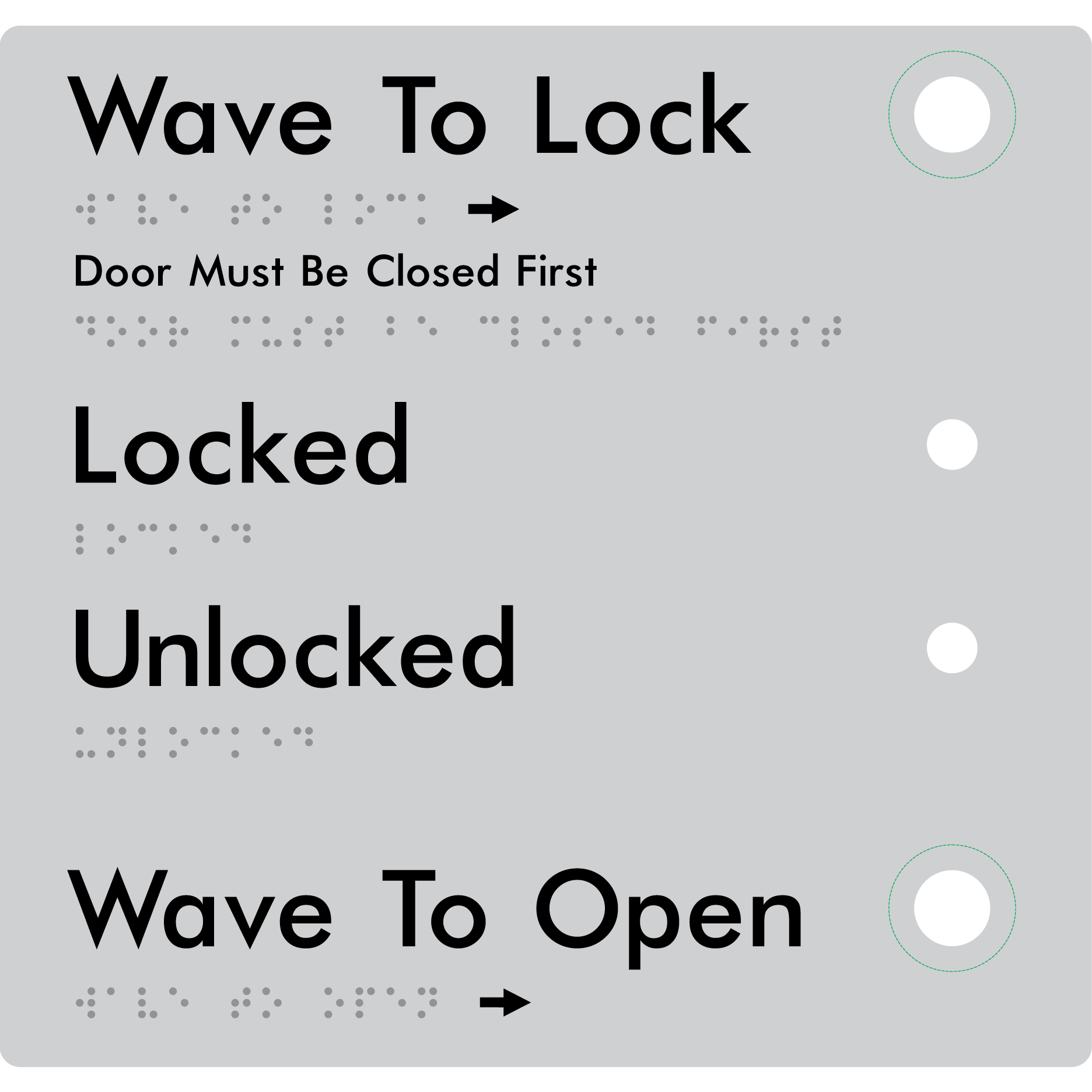 Wave to Lock Plate - Braille Tactile Signs Aust.