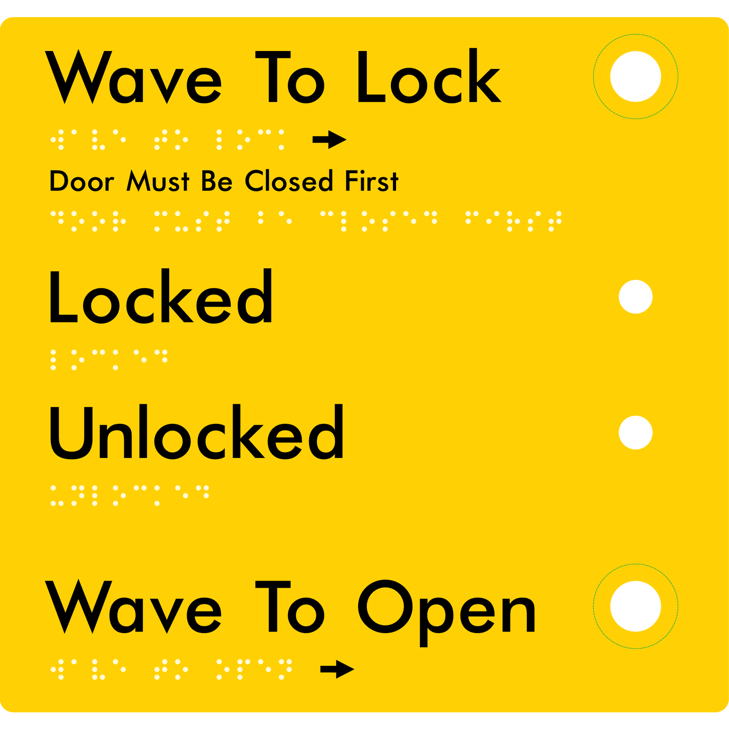 Wave to Lock Plate - Braille Tactile Signs Aust.