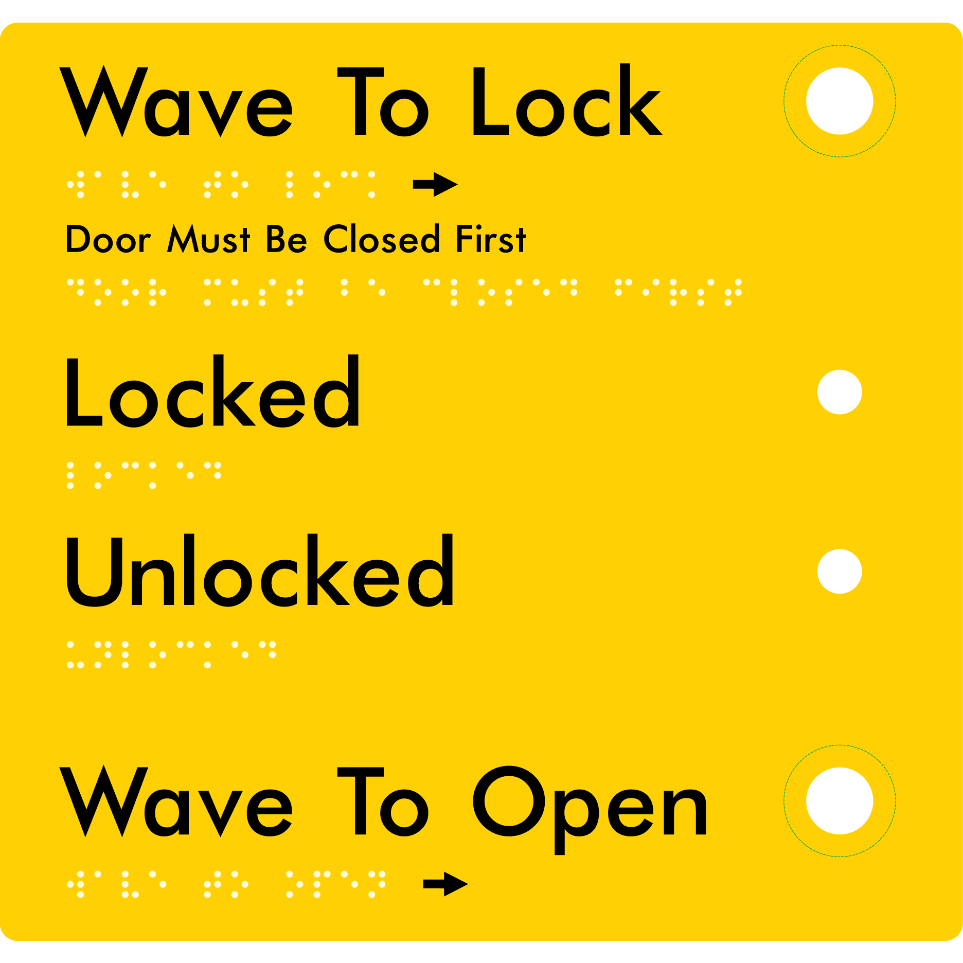 Wave to Lock Plate - Braille Tactile Signs Aust.