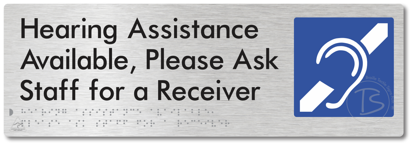 Hearing Assistance Available, Please Ask Staff for a Receiver
