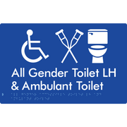 All Gender Accessible Toilet LH or RH & Ambulant Toilet - Braille Tactile Signs Aust.