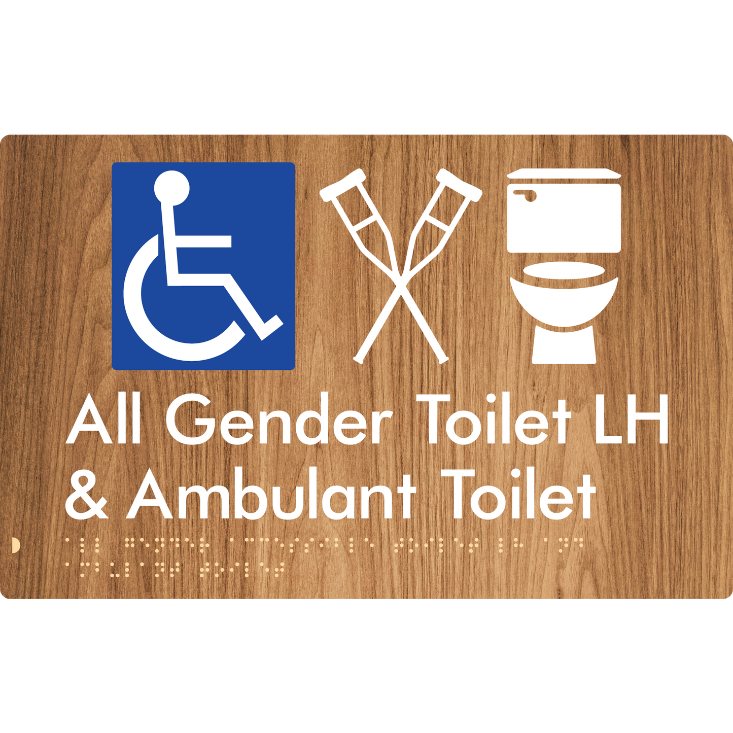 All Gender Accessible Toilet LH or RH & Ambulant Toilet - Braille Tactile Signs Aust.