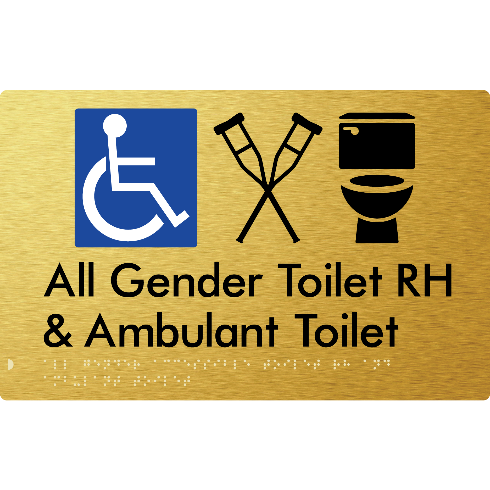 All Gender Accessible Toilet LH or RH & Ambulant Toilet - Braille Tactile Signs Aust.