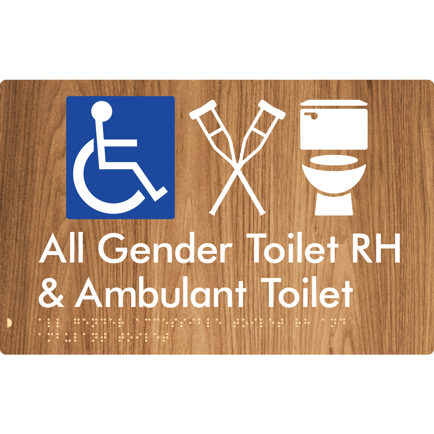 All Gender Accessible Toilet LH or RH & Ambulant Toilet - Braille Tactile Signs Aust.