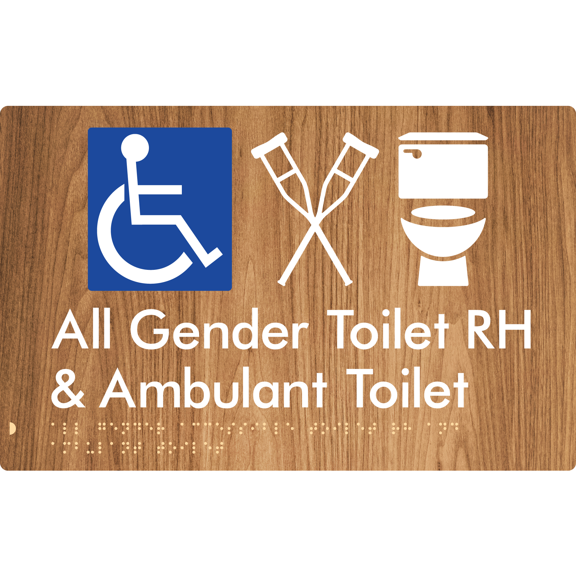 All Gender Accessible Toilet LH or RH & Ambulant Toilet - Braille Tactile Signs Aust.