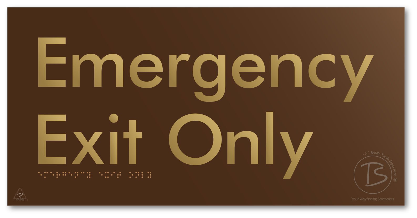 Emergency Exit Only - Braille Tactile Signs Aust.
