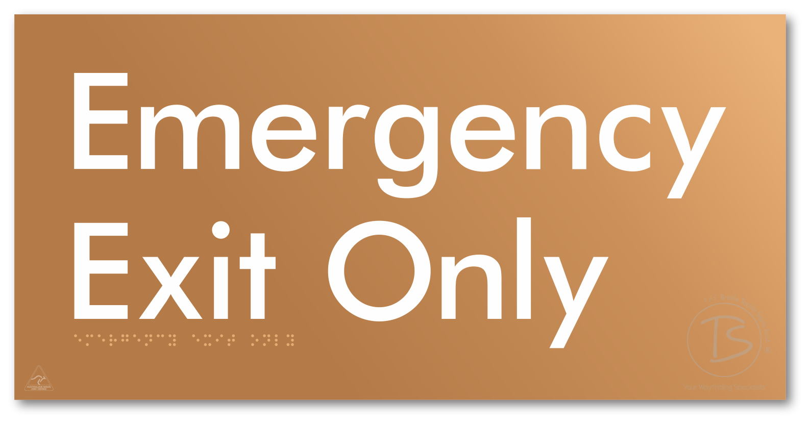 Emergency Exit Only - Braille Tactile Signs Aust.