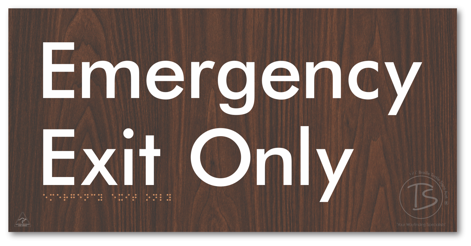 Emergency Exit Only - Braille Tactile Signs Aust.