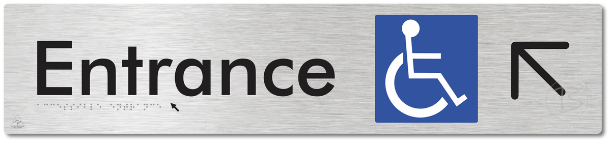 Accessible Entrance with Large Directional Arrow: Up/Left