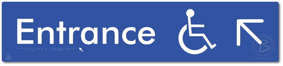Accessible Entrance with Large Directional Arrow: Up/Left