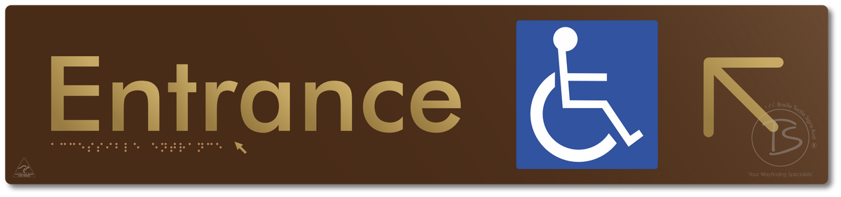 Accessible Entrance with Large Directional Arrow: Up/Left