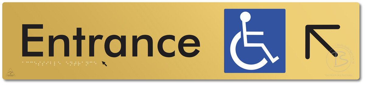 Accessible Entrance with Large Directional Arrow: Up/Left
