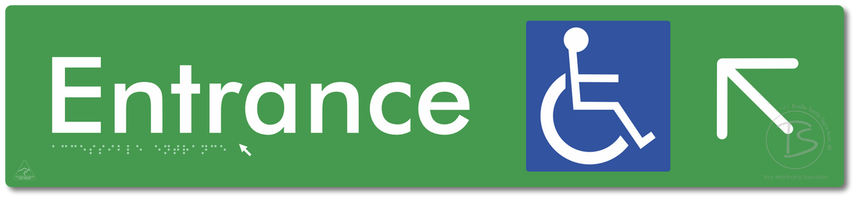 Accessible Entrance with Large Directional Arrow: Up/Left