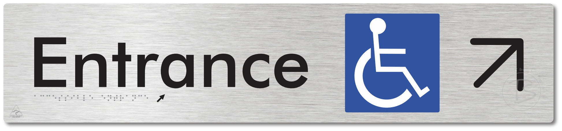 Accessible Entrance with Large Directional Arrow: Up/Right - Braille Tactile Signs Aust.