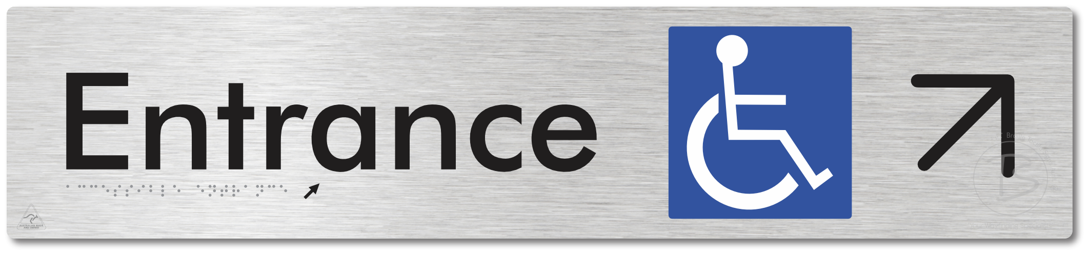 Accessible Entrance with Large Directional Arrow: Up/Right - Braille Tactile Signs Aust.