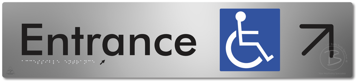 Accessible Entrance with Large Directional Arrow: Up/Right
