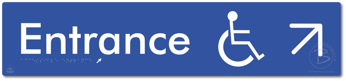 Accessible Entrance with Large Directional Arrow: Up/Right
