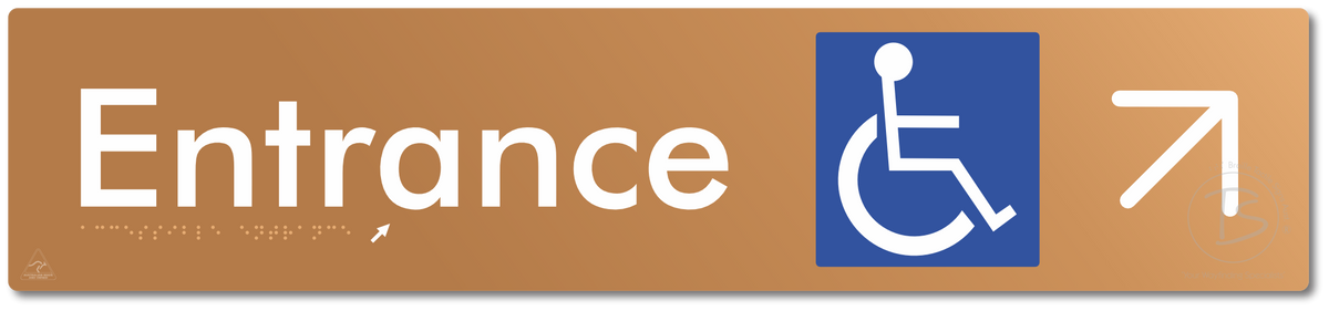Accessible Entrance with Large Directional Arrow: Up/Right