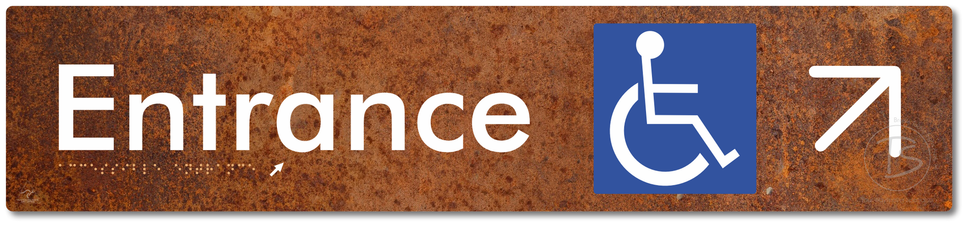 Accessible Entrance with Large Directional Arrow: Up/Right - Braille Tactile Signs Aust.