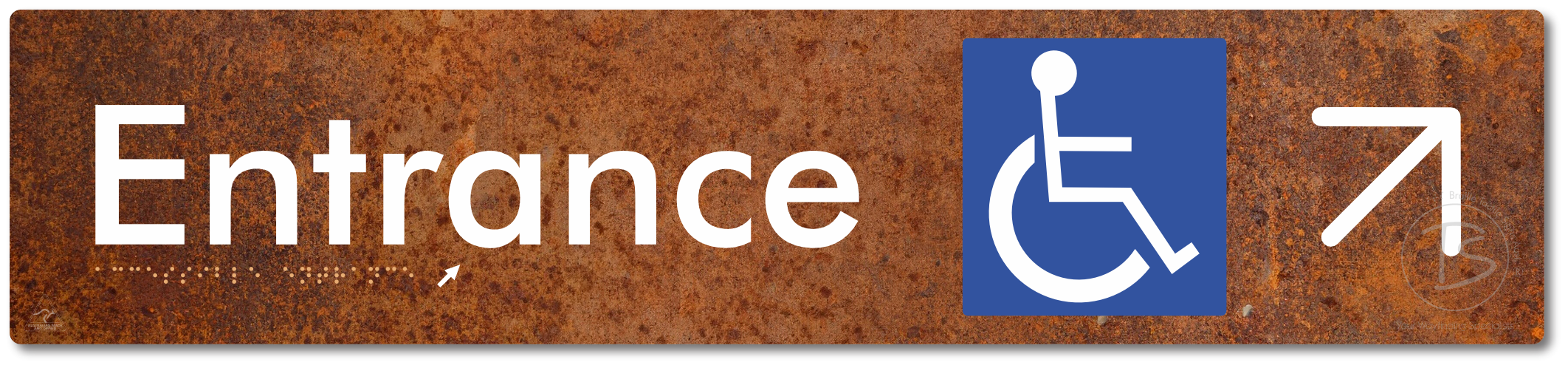 Accessible Entrance with Large Directional Arrow: Up/Right - Braille Tactile Signs Aust.