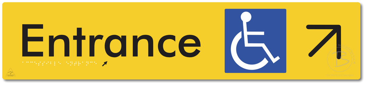 Accessible Entrance with Large Directional Arrow: Up/Right