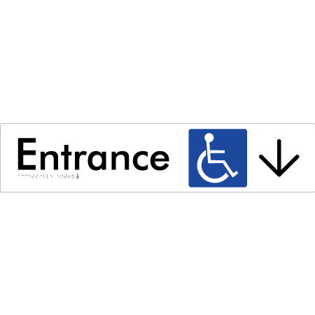 Accessible Entry with Large Arrow - Braille Tactile Signs Aust.