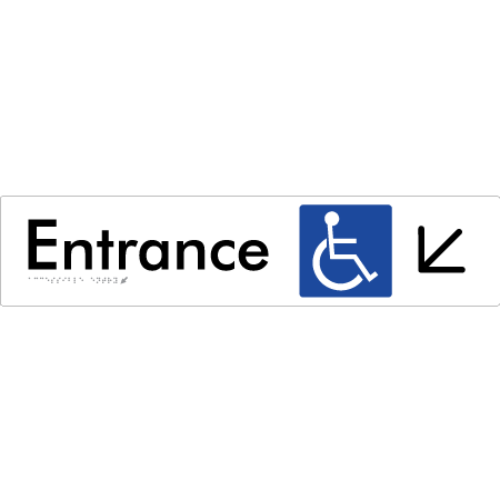 Accessible Entry with Large Directional Arrow: Down/Left