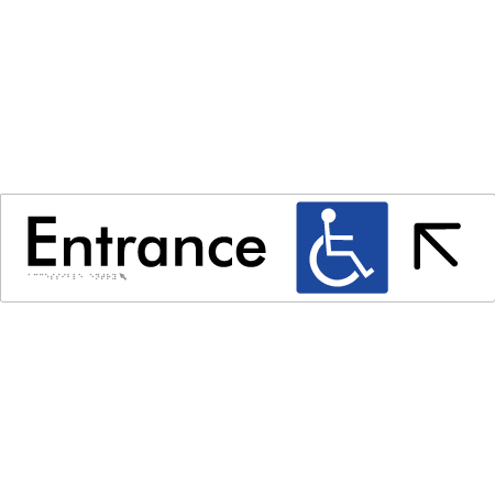 Accessible Entry with Large Directional Arrow: Up/Left