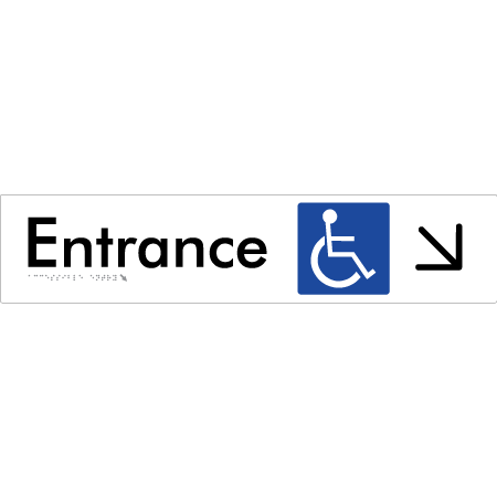 Accessible Entry with Large Directional Arrow: Down/Right