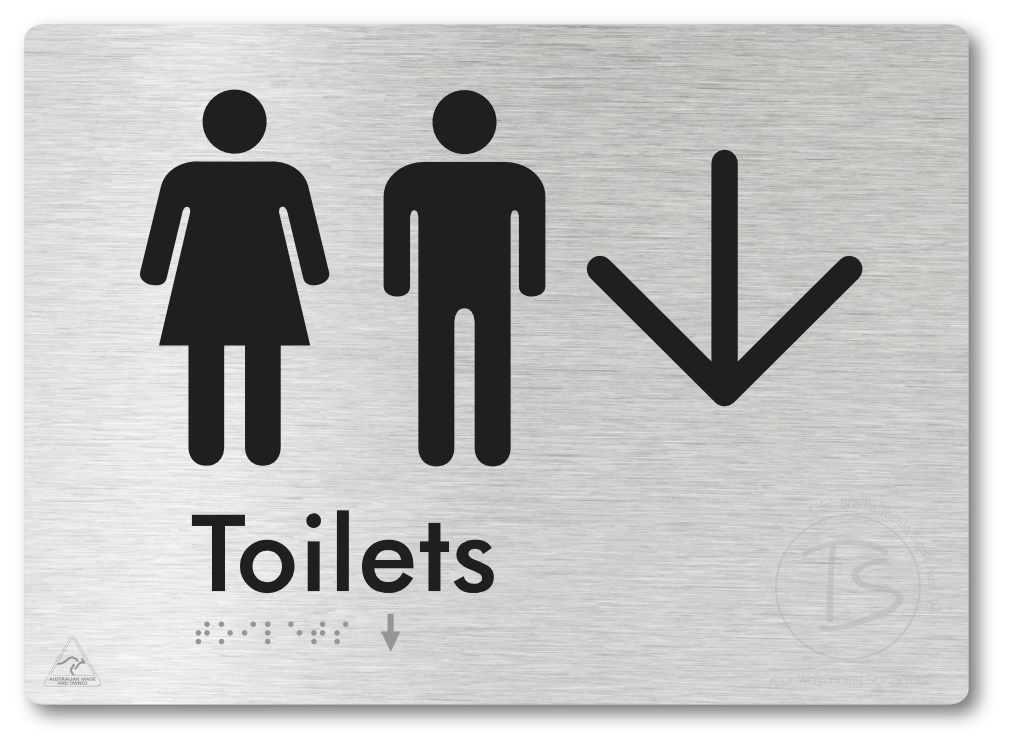 Toilets with Large Directional Arrow - Braille Tactile Signs Aust.