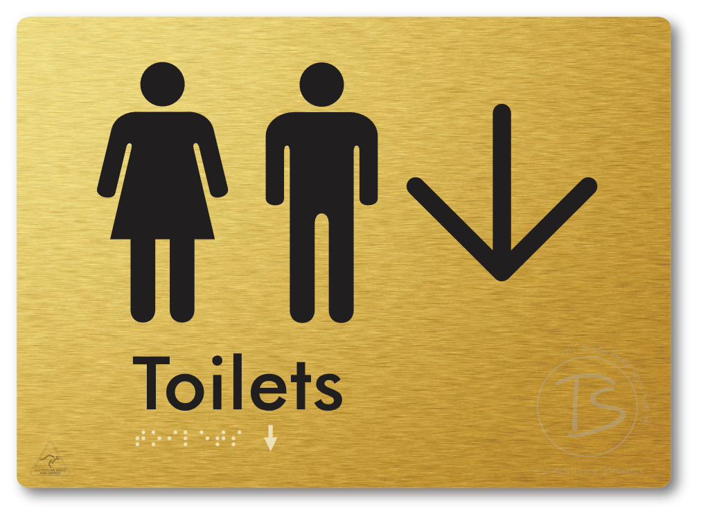 Toilets with Large Directional Arrow - Braille Tactile Signs Aust.