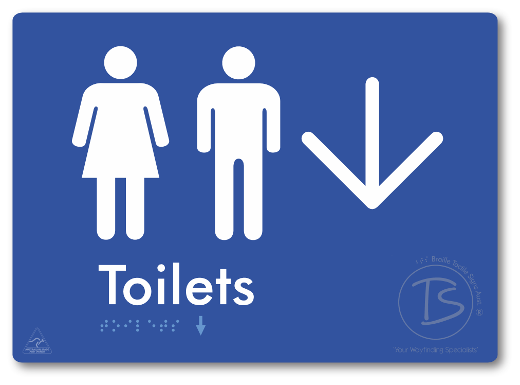 Toilets with Large Directional Arrow - Braille Tactile Signs Aust.