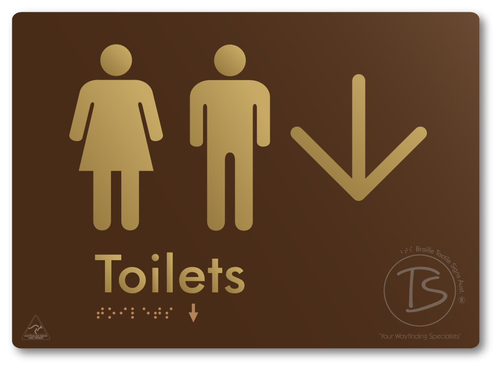 Toilets with Large Directional Arrow - Braille Tactile Signs Aust.