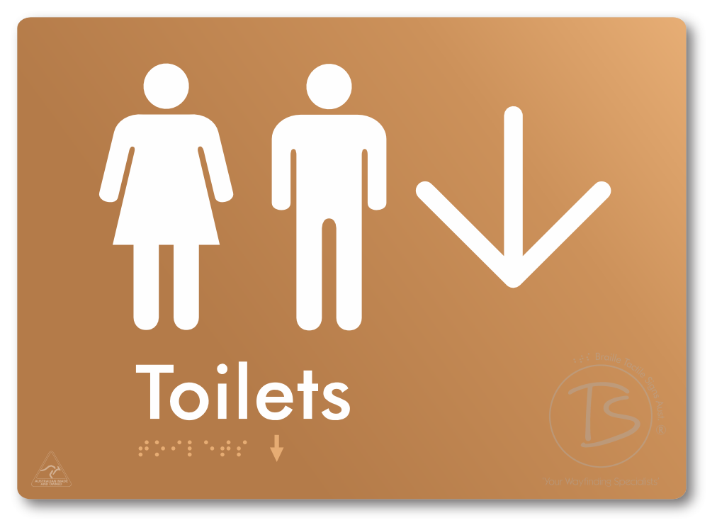 Toilets with Large Directional Arrow - Braille Tactile Signs Aust.