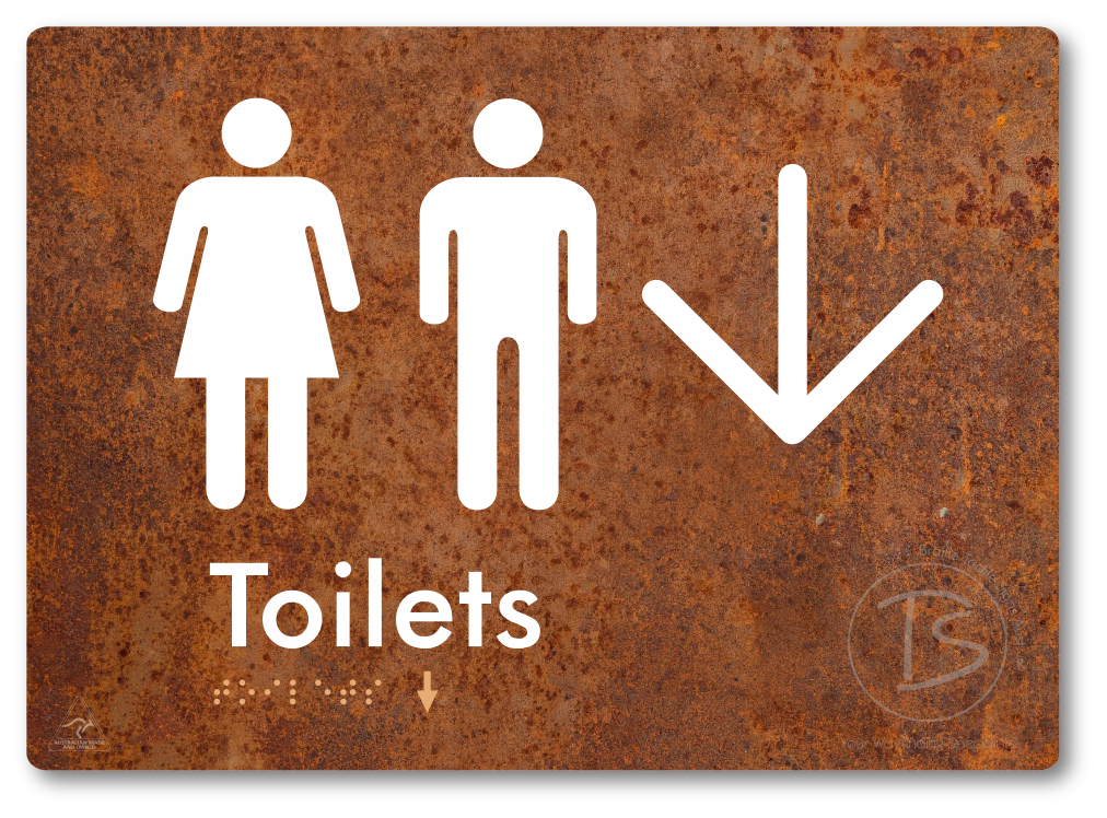 Toilets with Large Directional Arrow - Braille Tactile Signs Aust.