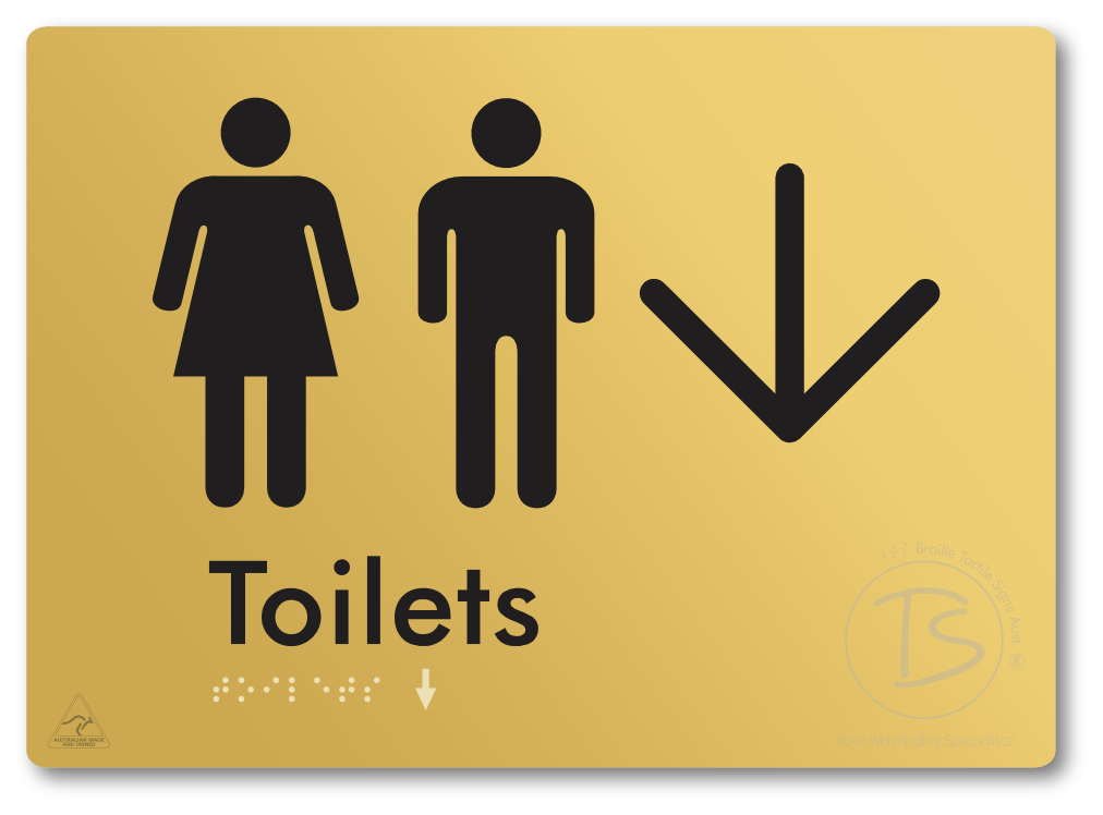 Toilets with Large Directional Arrow - Braille Tactile Signs Aust.