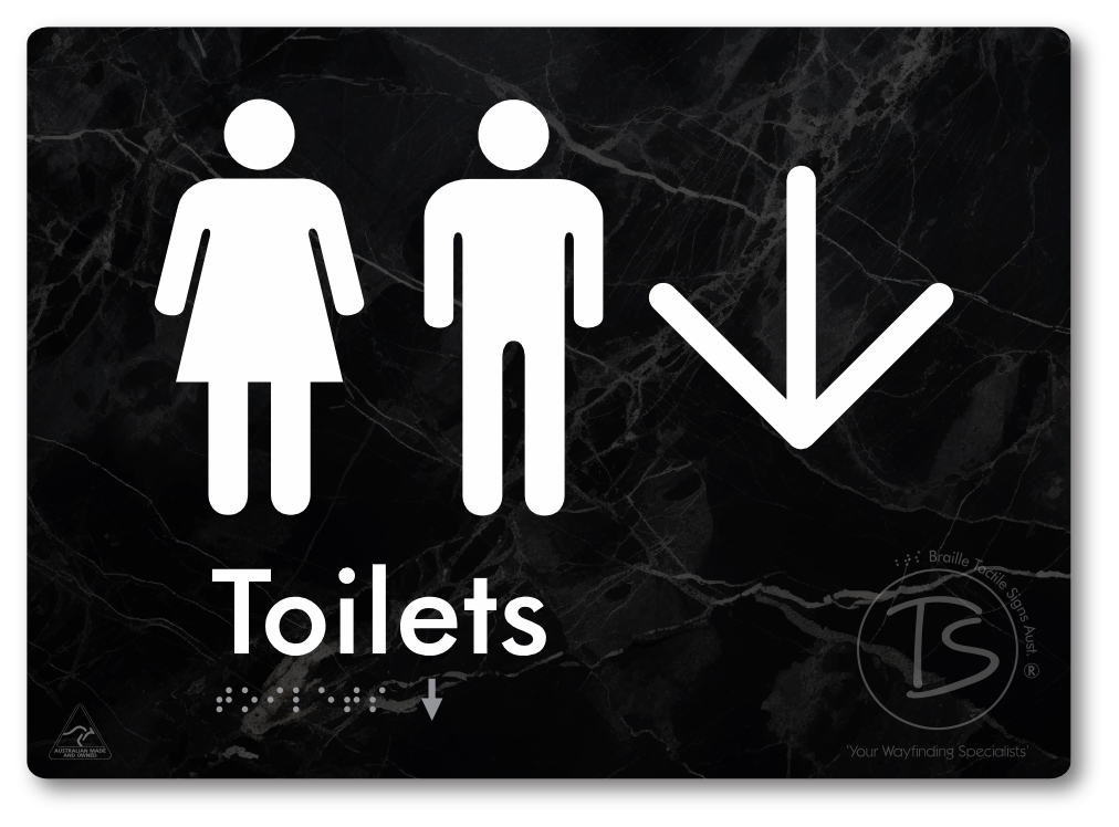 Toilets with Large Directional Arrow - Braille Tactile Signs Aust.