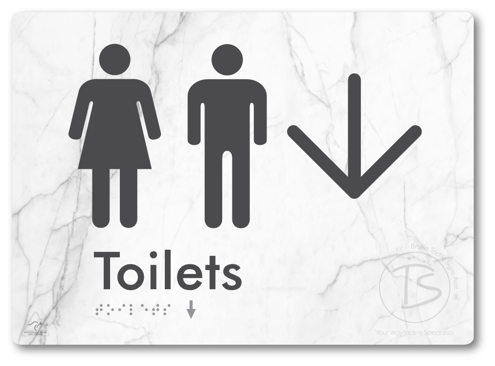 Toilets with Large Directional Arrow - Braille Tactile Signs Aust.