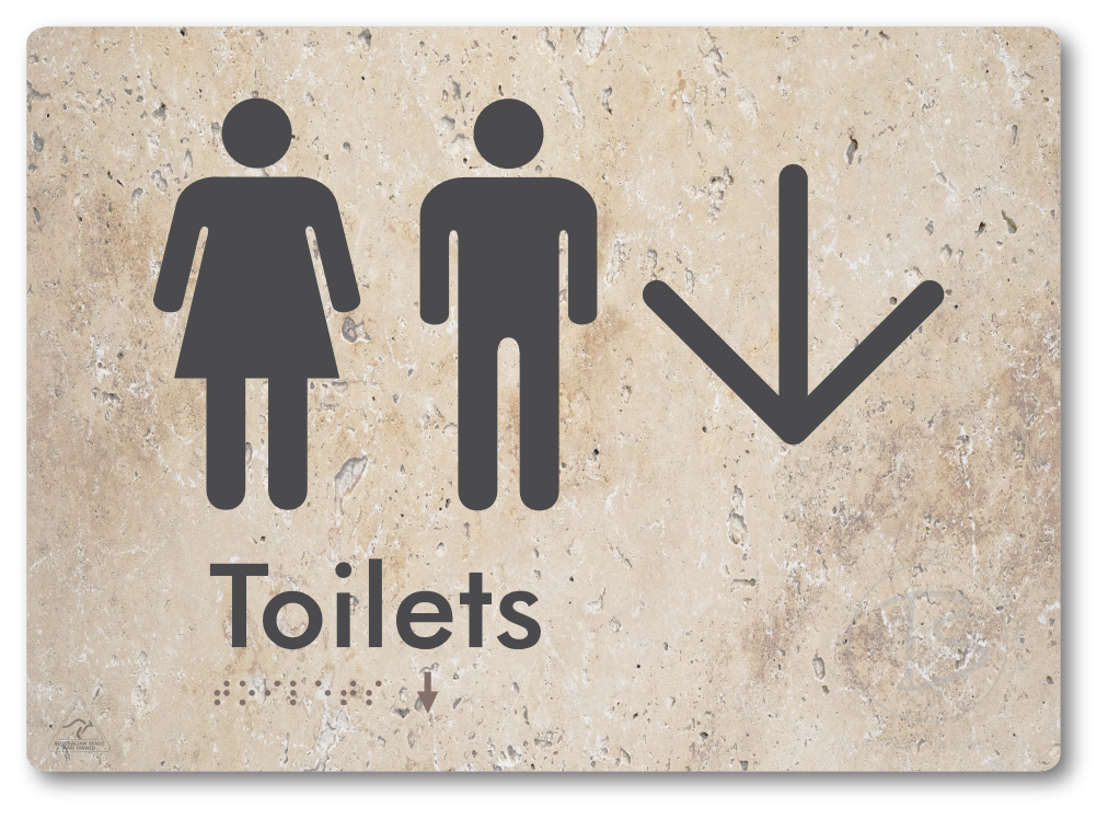Toilets with Large Directional Arrow - Braille Tactile Signs Aust.