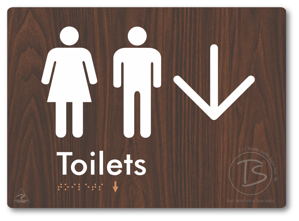 Toilets with Large Directional Arrow - Braille Tactile Signs Aust.