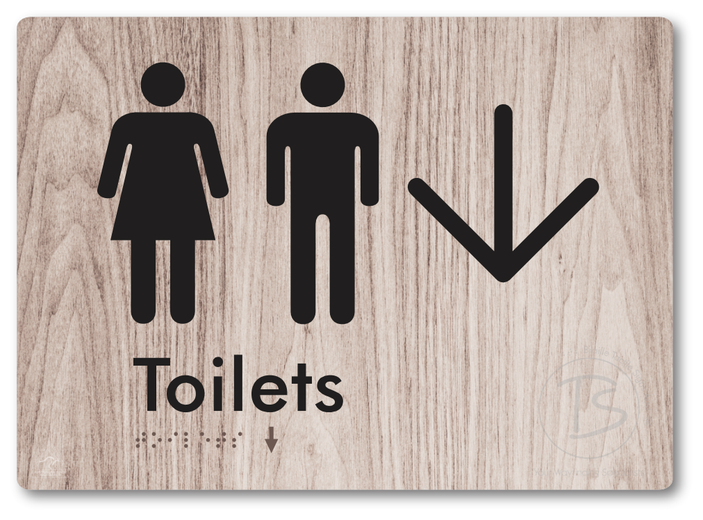 Toilets with Large Directional Arrow - Braille Tactile Signs Aust.