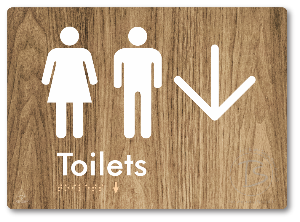 Toilets with Large Directional Arrow - Braille Tactile Signs Aust.