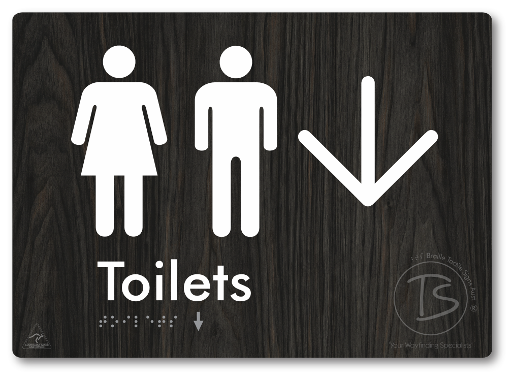 Toilets with Large Directional Arrow - Braille Tactile Signs Aust.
