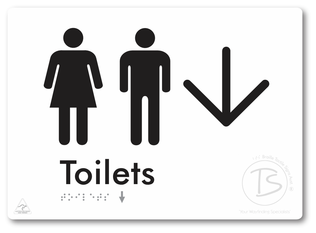 Toilets with Large Directional Arrow - Braille Tactile Signs Aust.