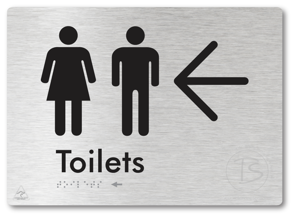 Toilets with Large Directional Arrow - Braille Tactile Signs Aust.