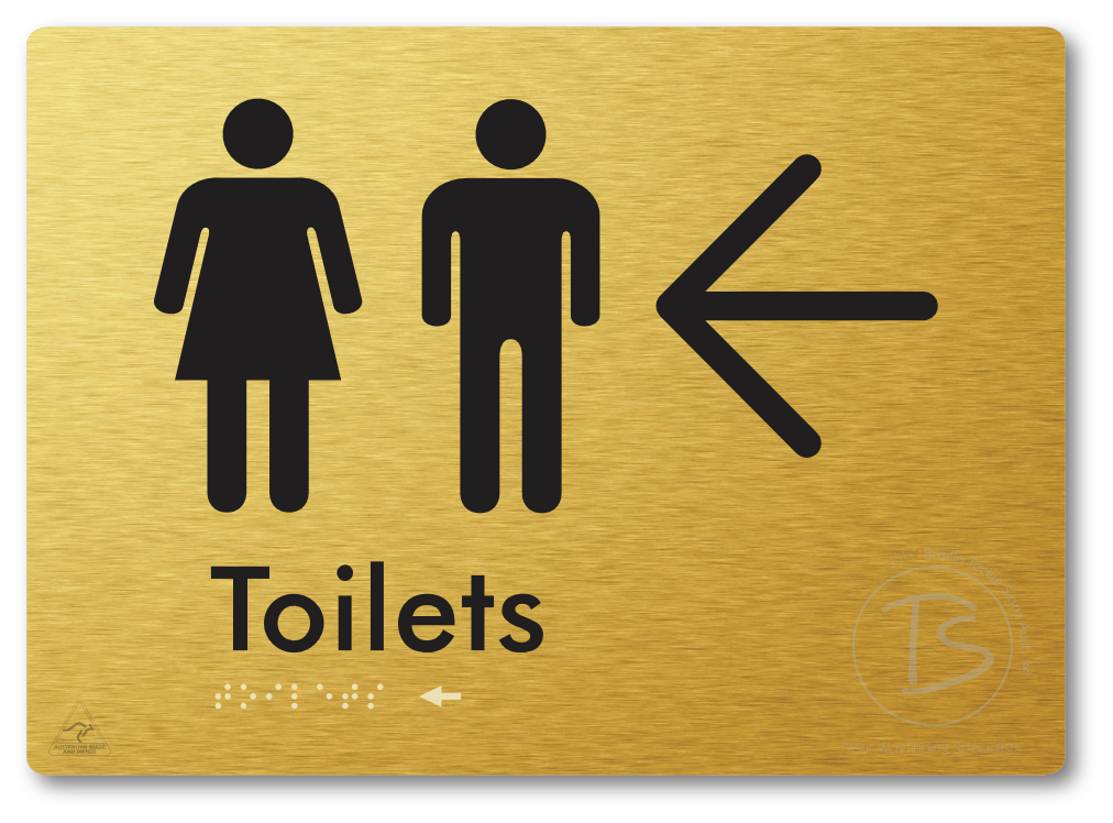 Toilets with Large Directional Arrow - Braille Tactile Signs Aust.