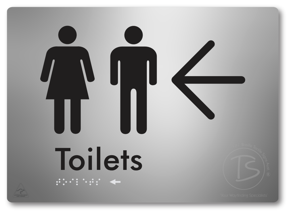 Toilets with Large Directional Arrow - Braille Tactile Signs Aust.
