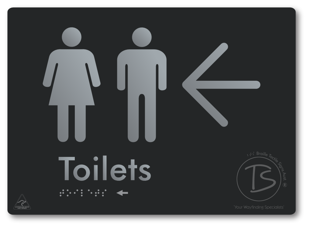 Toilets with Large Directional Arrow - Braille Tactile Signs Aust.